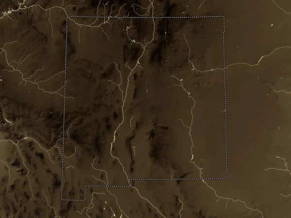 New Mexico Bundesstaat Der Vereinigten Staaten Von Amerika Höhenkarte Sepiatönen — Stockfoto