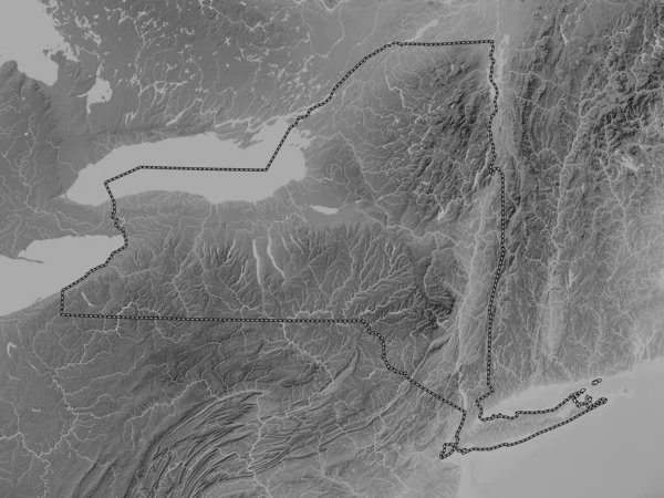 New York State United States America Grayscale Elevation Map Lakes — Stock Photo, Image