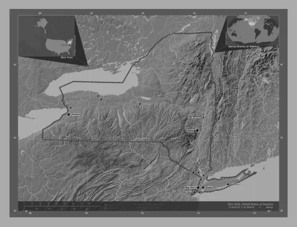 New York State United States America Bilevel Elevation Map Lakes — Stock Photo, Image