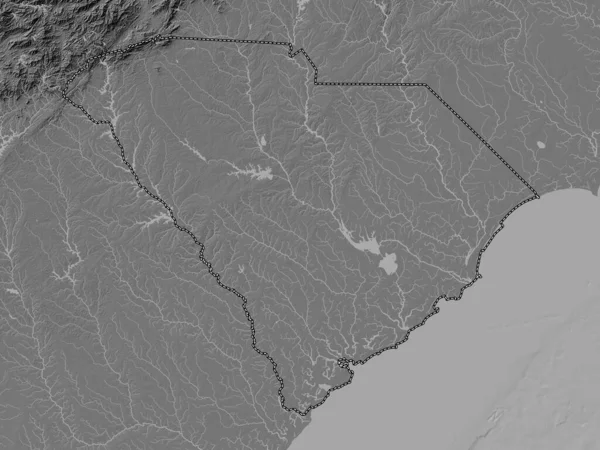 Dél Karolina Amerikai Egyesült Államok Kétszintes Emelkedési Térkép Tavakkal Folyókkal — Stock Fotó