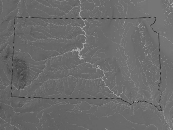 South Dakota State United States America Grayscale Elevation Map Lakes — Stock Photo, Image