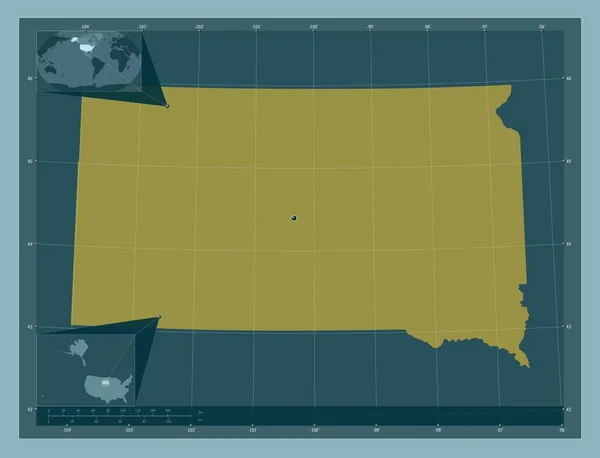 South Dakota Amerikas Förenta Stater Fast Färgform Hjälpkartor För Hörnen — Stockfoto