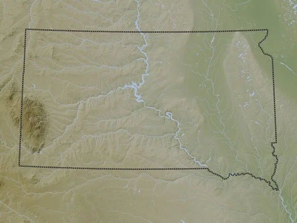 南达科他州 美利坚合众国 带有湖泊和河流的Wiki风格的高程图 — 图库照片