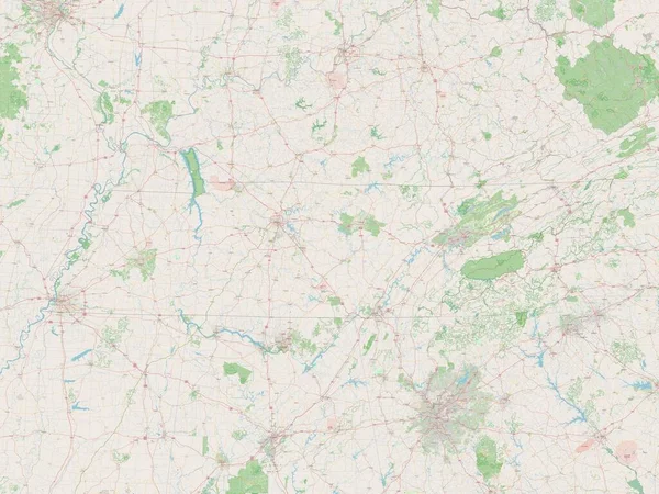 Tennessee Estado Dos Estados Unidos América Abrir Mapa Ruas — Fotografia de Stock