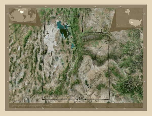 Γιούτα Πολιτεία Των Ηπα Υψηλής Ανάλυσης Δορυφορικός Χάρτης Γωνιακοί Χάρτες — Φωτογραφία Αρχείου