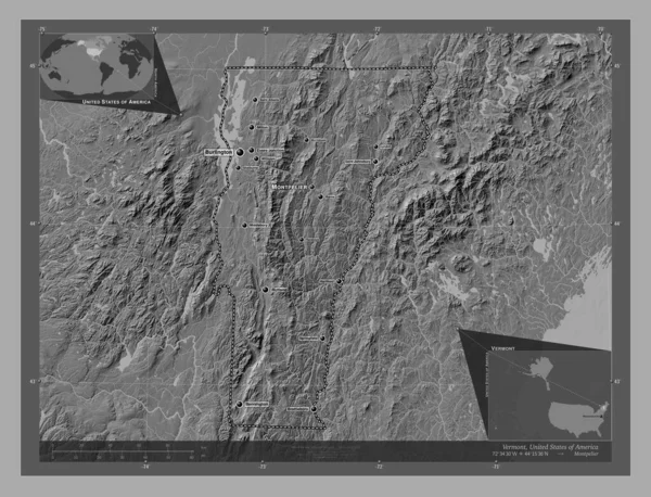 Βερμόντ Πολιτεία Των Ηπα Bilevel Υψομετρικός Χάρτης Λίμνες Και Ποτάμια — Φωτογραφία Αρχείου