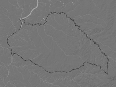 Artigas, Uruguay Bölümü. Gölleri ve nehirleri olan çift seviyeli yükseklik haritası