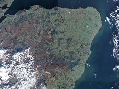 Aberdeenshire, İskoçya bölgesi - Büyük Britanya. Yüksek çözünürlüklü uydu haritası