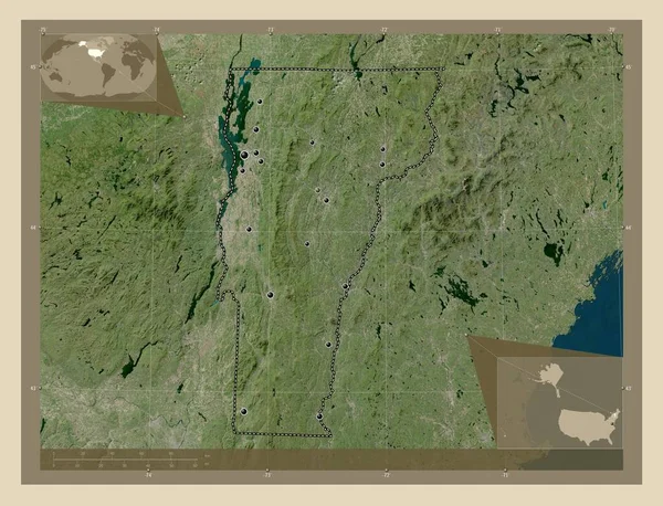 Vermont Estado Dos Estados Unidos América Mapa Satélite Alta Resolução — Fotografia de Stock