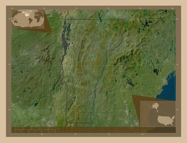 Вермонт Штат Сполучених Штатів Америки Супутникова Карта Низькою Роздільною Здатністю — стокове фото