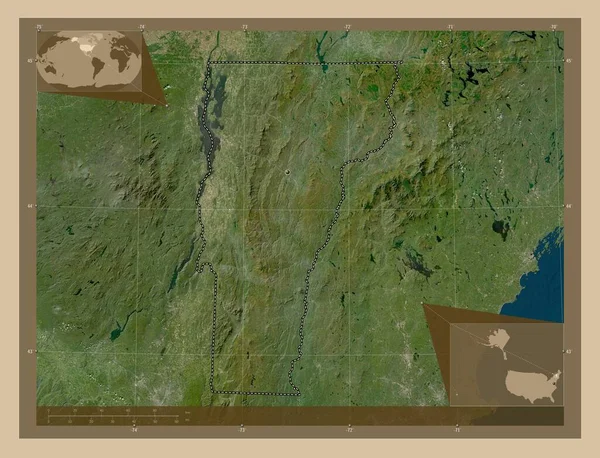 Vermont Stát Spojené Státy Americké Satelitní Mapa Nízkým Rozlišením Pomocné — Stock fotografie