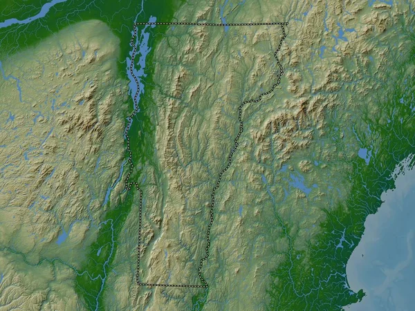 Vermont État Des États Unis Amérique Carte Altitude Colorée Avec — Photo