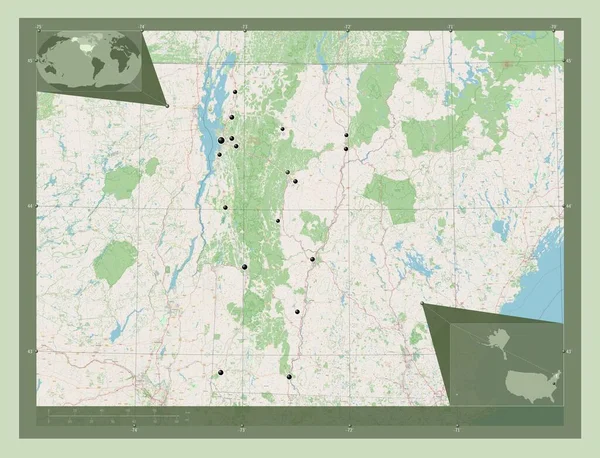 Vermont Staat Van Verenigde Staten Van Amerika Open Plattegrond Locaties — Stockfoto