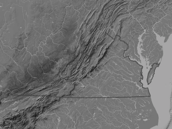 Virginie État Des États Unis Amérique Carte Altitude Bilevel Avec — Photo