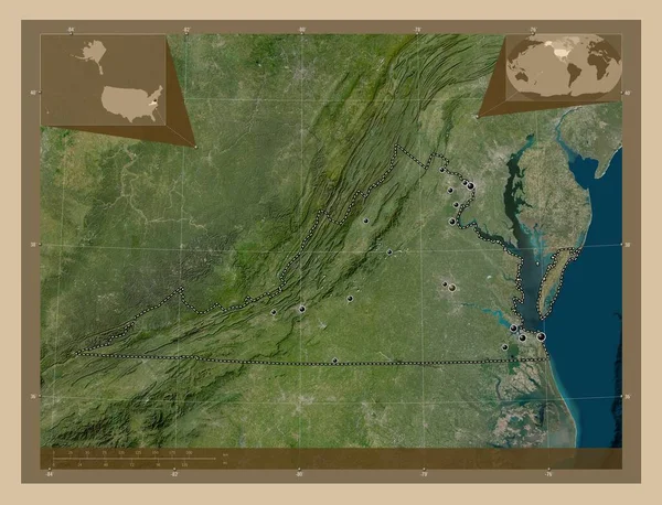 Βιρτζίνια Πολιτεία Ηνωμένων Πολιτειών Της Αμερικής Δορυφορικός Χάρτης Χαμηλής Ανάλυσης — Φωτογραφία Αρχείου