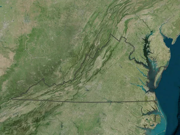 Вірджинія Штат Сполучених Штатів Америки Супутникова Карта Високої Роздільної Здатності — стокове фото