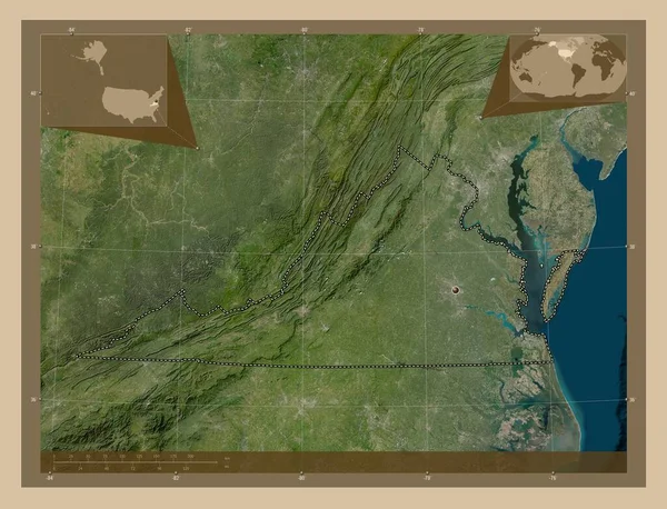 Virginia Stát Spojené Státy Americké Satelitní Mapa Nízkým Rozlišením Pomocné — Stock fotografie