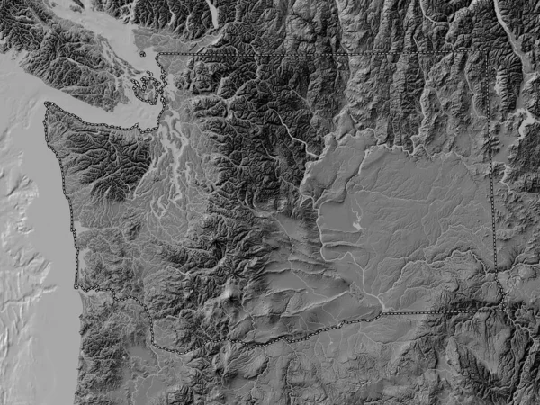 Waszyngton Stan Stany Zjednoczone Ameryki Dwupoziomowa Mapa Wysokości Jeziorami Rzekami — Zdjęcie stockowe