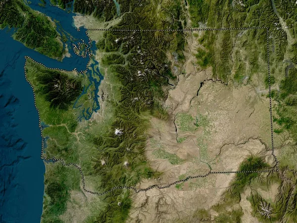 Washington State United States America Low Resolution Satellite Map — Stock Photo, Image