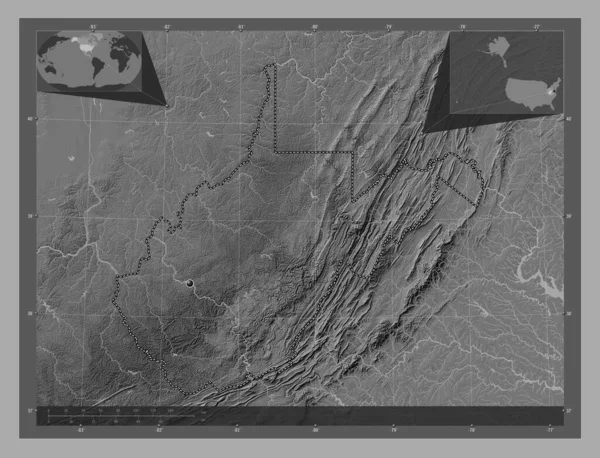 Virginie Occidentale État Des États Unis Amérique Carte Altitude Bilevel — Photo