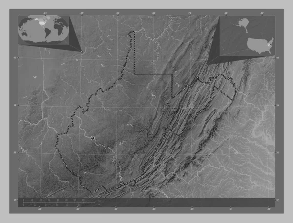 Virginie Occidentale État Des États Unis Amérique Carte Altitude Niveaux — Photo