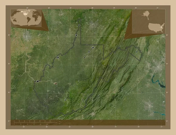 Západní Virginie Stát Spojené Státy Americké Satelitní Mapa Nízkým Rozlišením — Stock fotografie