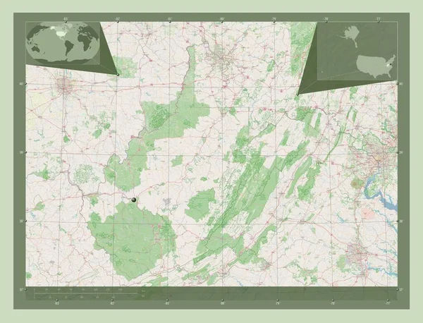 Западная Вирджиния Штат Соединенные Штаты Америки Карта Улиц Вспомогательные Карты — стоковое фото