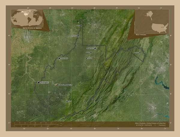Virginie Occidentale État Des États Unis Amérique Carte Satellite Basse — Photo