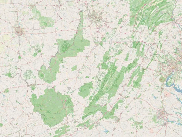 West Virginia Estado Dos Estados Unidos América Abrir Mapa Ruas — Fotografia de Stock