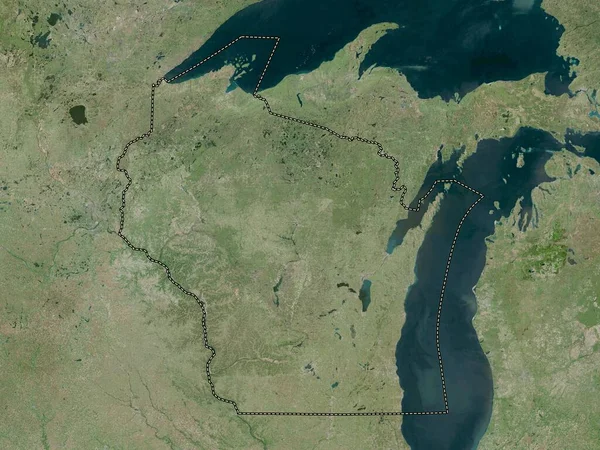 Wisconsin Estado Dos Estados Unidos América Mapa Satélite Alta Resolução — Fotografia de Stock