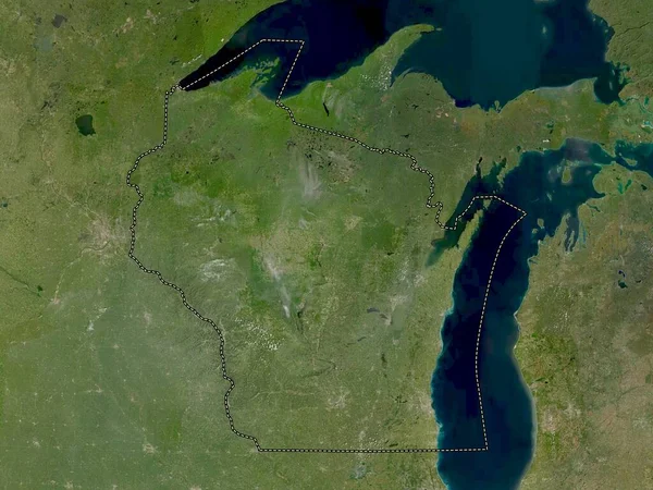 Вісконсин Штат Сполучених Штатів Америки Супутникова Карта Низької Роздільної Здатності — стокове фото
