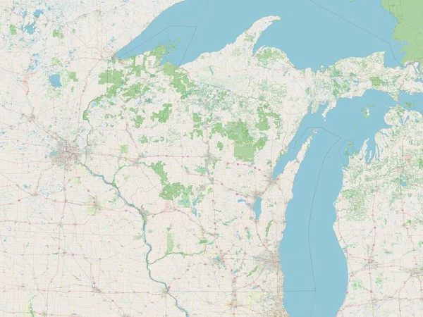 Wisconsin État Des États Unis Ouvrir Carte Routière — Photo