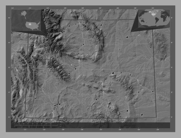 Wyoming Estado Los Estados Unidos América Mapa Elevación Bilevel Con — Foto de Stock