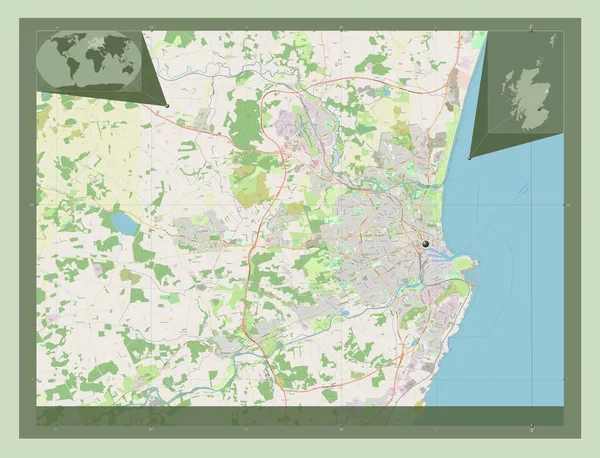 Aberdeen, region of Scotland - Great Britain. Open Street Map. Corner auxiliary location maps