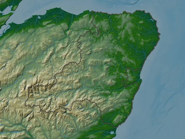 Aberdeenshire Regione Scozia Gran Bretagna Mappa Elevazione Colorata Con Laghi — Foto Stock