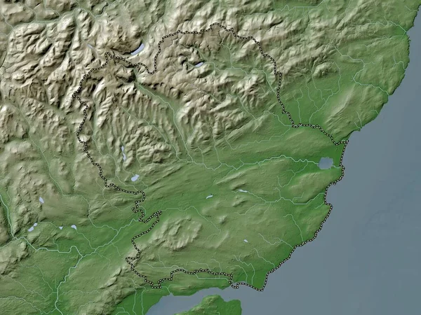 安格斯 苏格兰地区 大不列颠 带有湖泊和河流的Wiki风格的高程图 — 图库照片