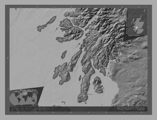 Argyll Bute Region Scotland Great Britain Bilevel Elevation Map Lakes — Stock Photo, Image