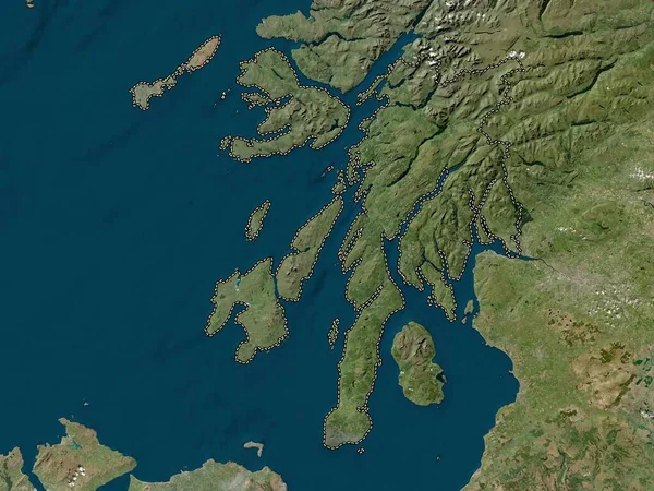 Argyll Bute Região Escócia Grã Bretanha Mapa Satélite Baixa Resolução — Fotografia de Stock