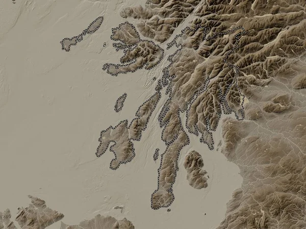 Argyll Bute Regione Della Scozia Gran Bretagna Mappa Elevazione Colorata — Foto Stock