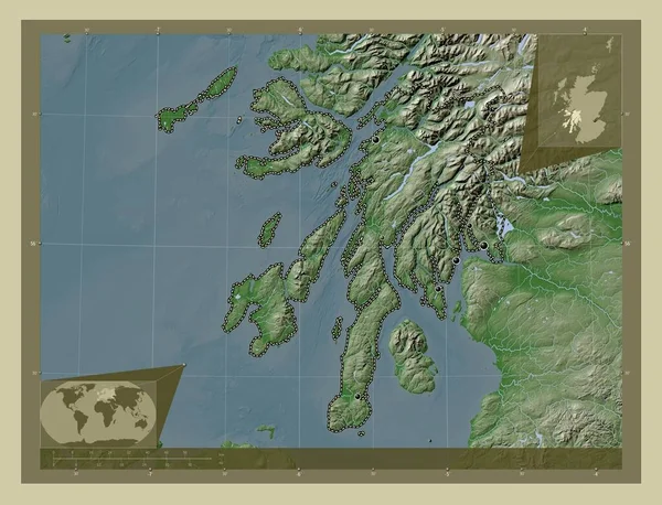 Argyll Bute Regio Van Schotland Groot Brittannië Hoogtekaart Gekleurd Wiki — Stockfoto