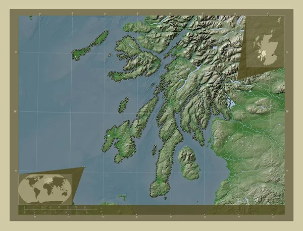 Argyll Bute Région Écosse Grande Bretagne Carte Altitude Colorée Dans — Photo