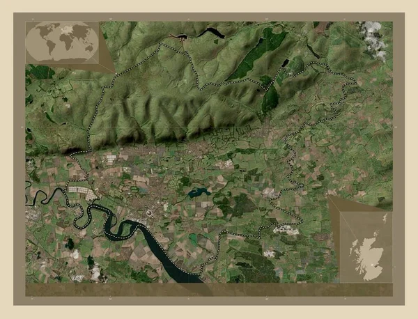 克拉克曼南郡 苏格兰地区 大不列颠 高分辨率卫星地图 角辅助位置图 — 图库照片