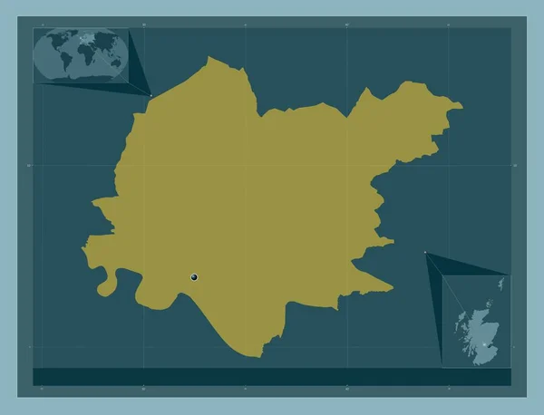 クラックマンナンシャー スコットランドの地域 イギリス しっかりした色の形 コーナー補助位置図 — ストック写真