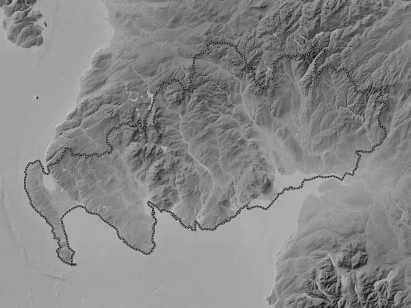 大薯条和加洛威 苏格兰地区 大不列颠 带有湖泊和河流的灰度高程图 — 图库照片