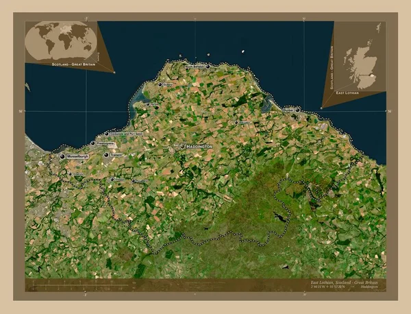 Східний Лотіан Шотландія Велика Британія Супутникова Карта Низькою Роздільною Здатністю — стокове фото