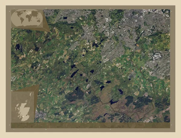 東Renfrewshire スコットランドの地域 イギリス 高解像度衛星地図 コーナー補助位置図 — ストック写真