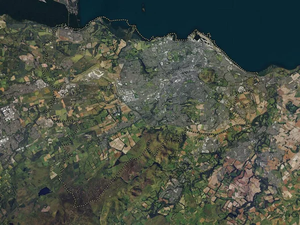 Edimburgo Região Escócia Grã Bretanha Mapa Satélite Alta Resolução — Fotografia de Stock