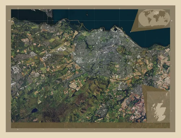 Edinburgh Regionen Skottland Storbritannien Högupplöst Satellitkarta Hjälpkartor För Hörnen — Stockfoto