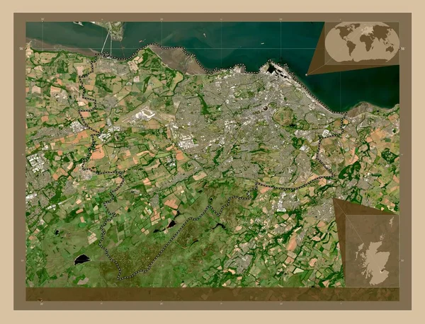 Edinburgh Regio Schotland Groot Brittannië Lage Resolutie Satellietkaart Hulplocatiekaarten Hoek — Stockfoto