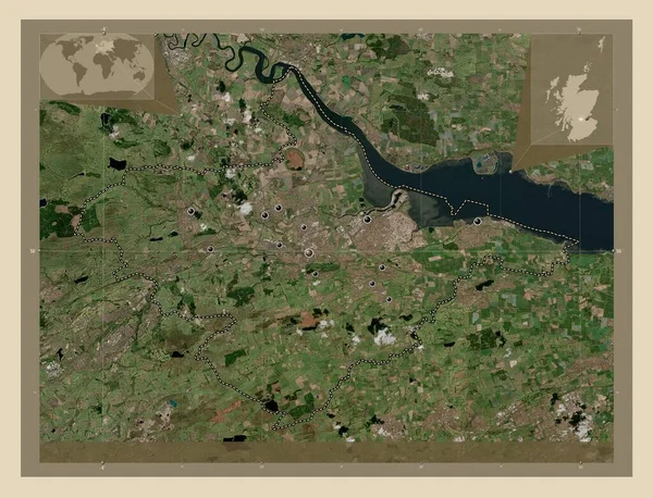 Falkirk Περιφέρεια Σκωτίας Μεγάλη Βρετανία Υψηλής Ανάλυσης Δορυφορικός Χάρτης Τοποθεσίες — Φωτογραφία Αρχείου
